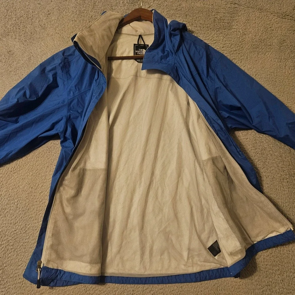 The North Face HyVent Rain Jacket Mens Size XL Blue Ripstop Hooded Shell Mesh